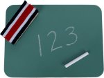 Schoolbord met daarop "123"